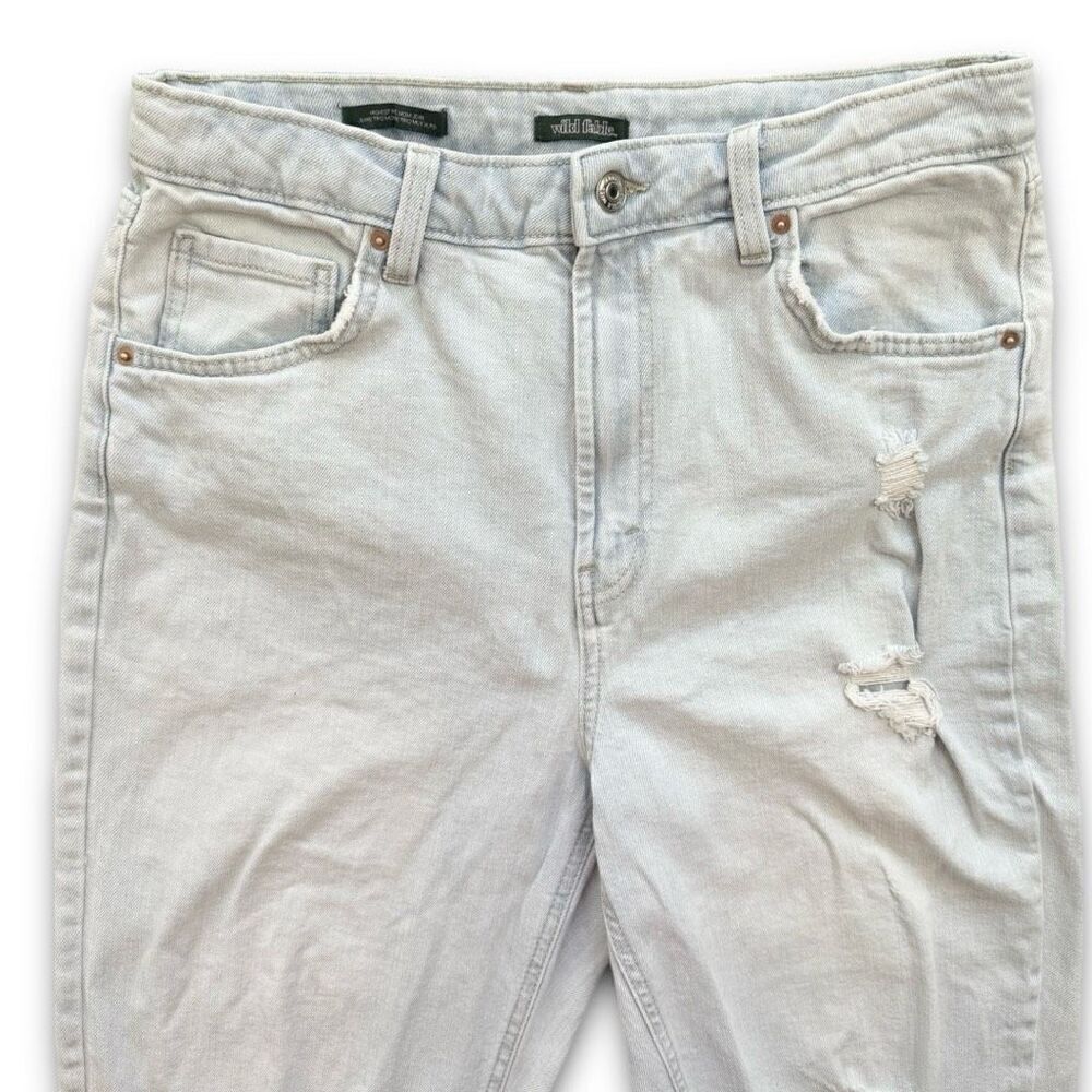 Wild Fable Highest Mom Jean Destroyed Light Wash Sz 12 - Picture 5 of 10